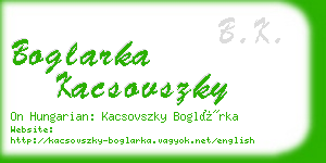 boglarka kacsovszky business card